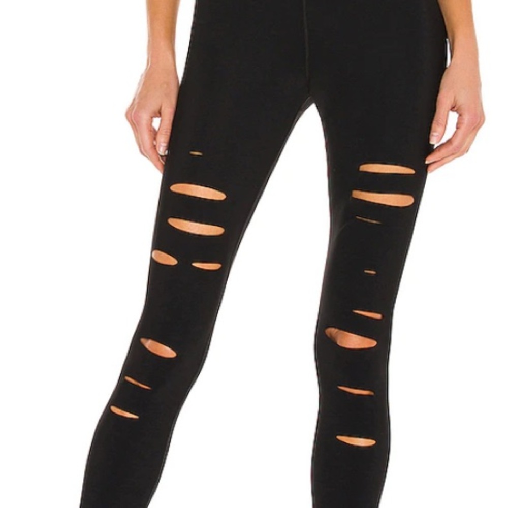 ALO Yoga Black Distressed Leggings